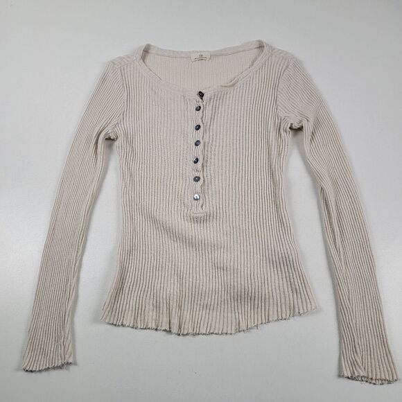 T. La Ribbed Textured Long Shirt Womens size Small top Button Up Anthropologie - Picture 1 of 12